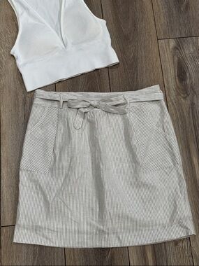Stripe Sparkle Tie-Waist Mini Lined Skirt